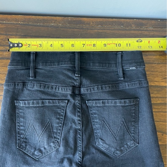 Mother, 24, The Hustler ankle fray women black denim designer raw hem flare jean - Picture 5 of 11